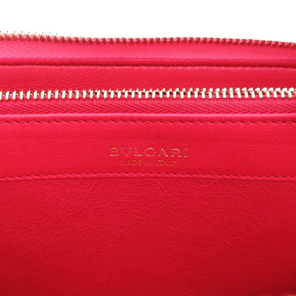 BVLGARI Long Wallet Purse leather pink Women Used Authentic