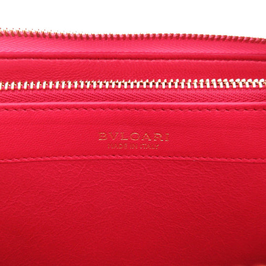 BVLGARI Long Wallet Purse leather pink Women Used Authentic