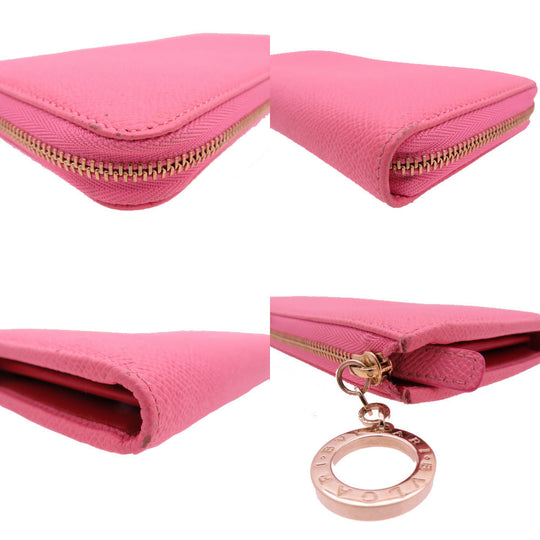 BVLGARI Long Wallet Purse leather pink Women Used Authentic