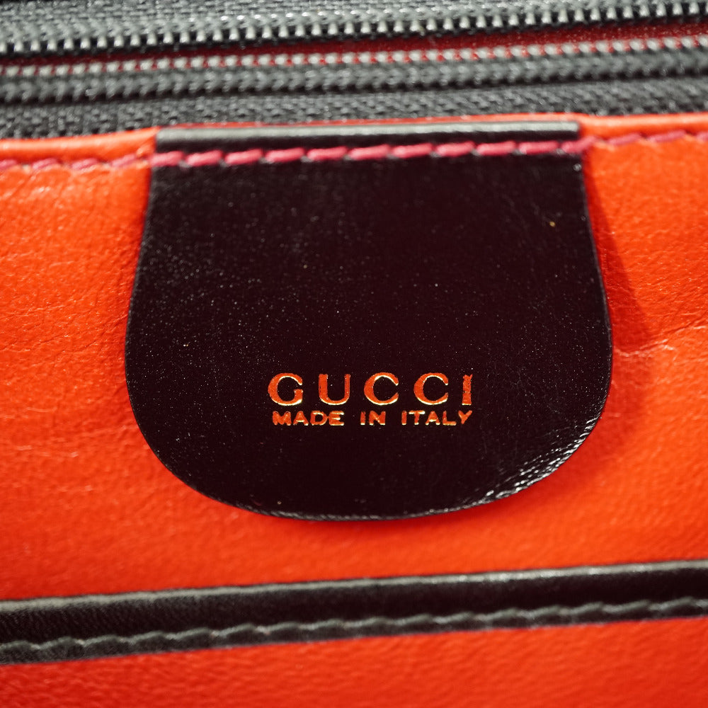 GUCCI Handbag leather black Bamboo Women Used Authentic