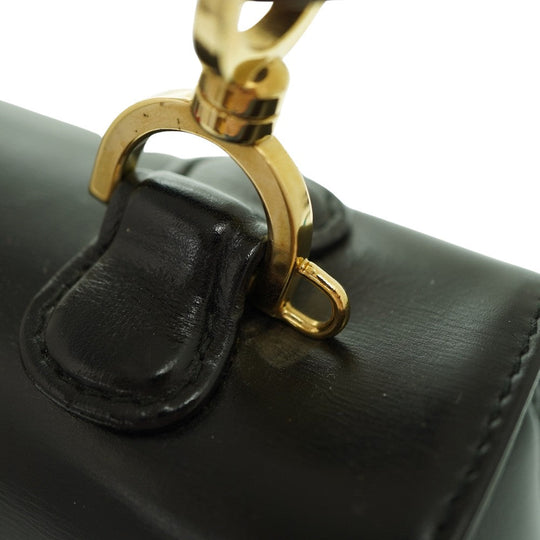 GUCCI Handbag leather black Bamboo Women Used Authentic
