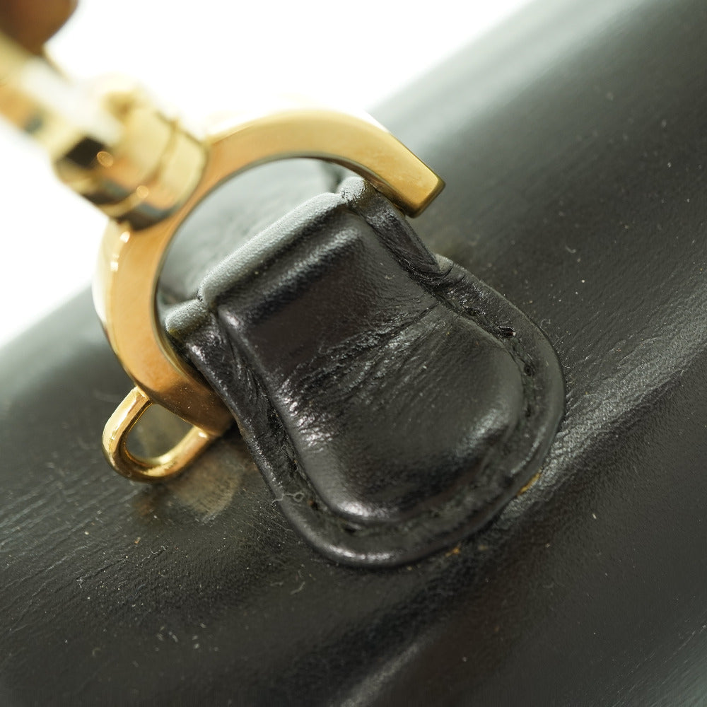 GUCCI Handbag leather black Bamboo Women Used Authentic