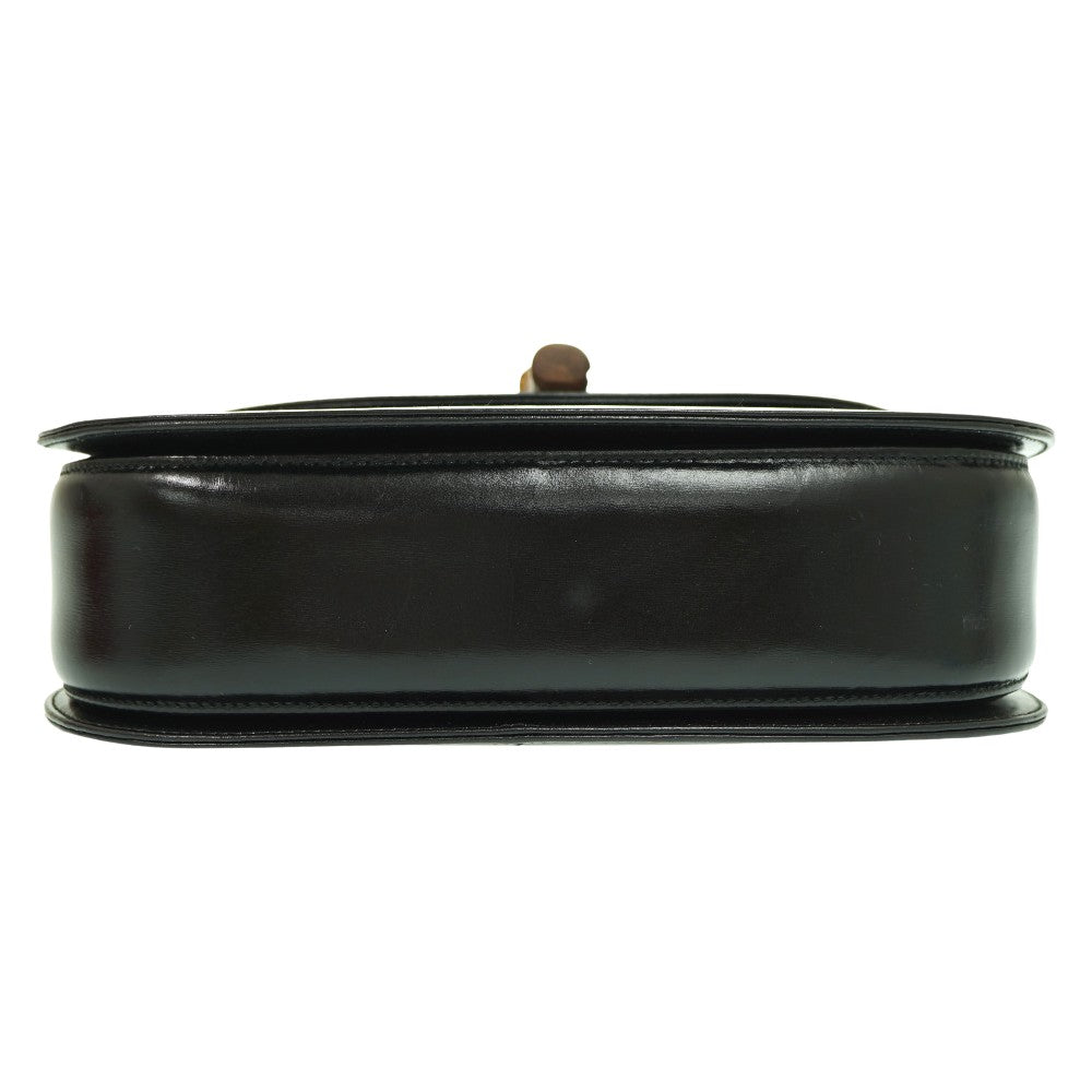 GUCCI Handbag leather black Bamboo Women Used Authentic