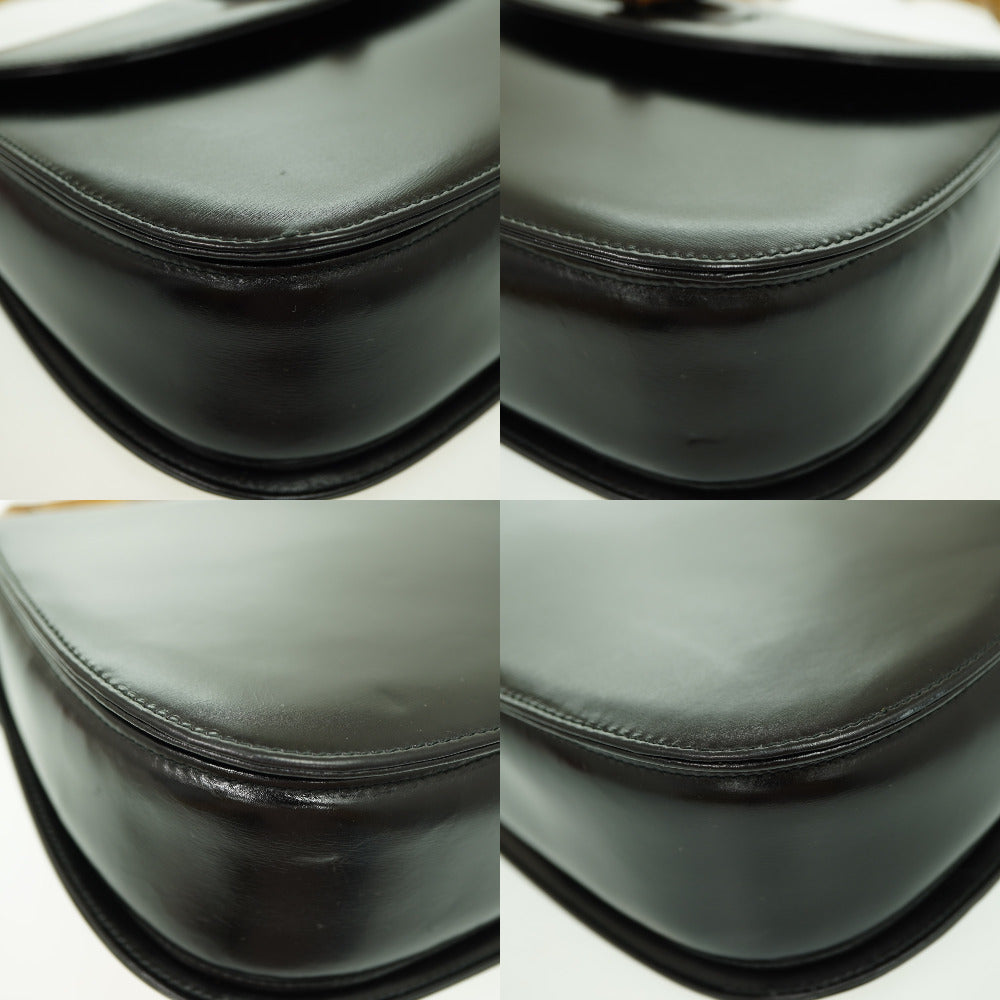 GUCCI Handbag leather black Bamboo Women Used Authentic