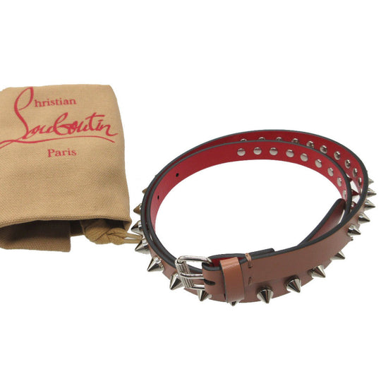 Christian Louboutin belt 1205108 leather pink beige Ruby Spike Studs unisex(Unisex) 70/28 Used Authentic