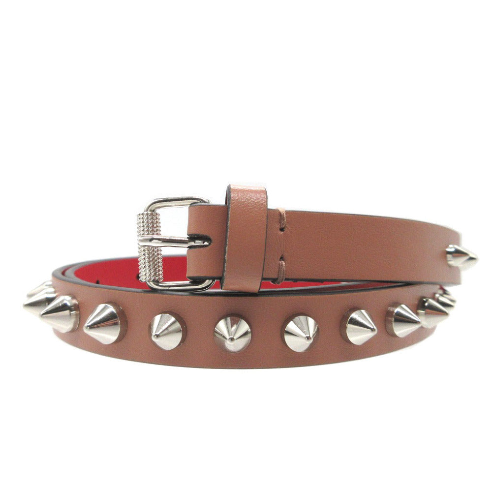 Christian Louboutin belt 1205108 leather pink beige Ruby Spike Studs unisex(Unisex) 70/28 Used Authentic