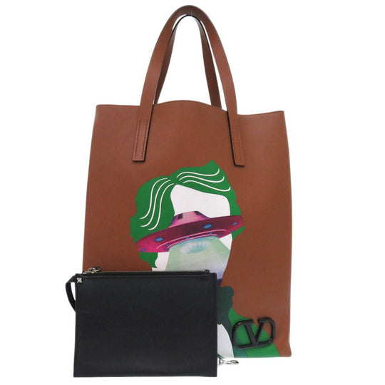 Valentino Garavani Tote Bag leather Brown Beethoven Graphic Tote