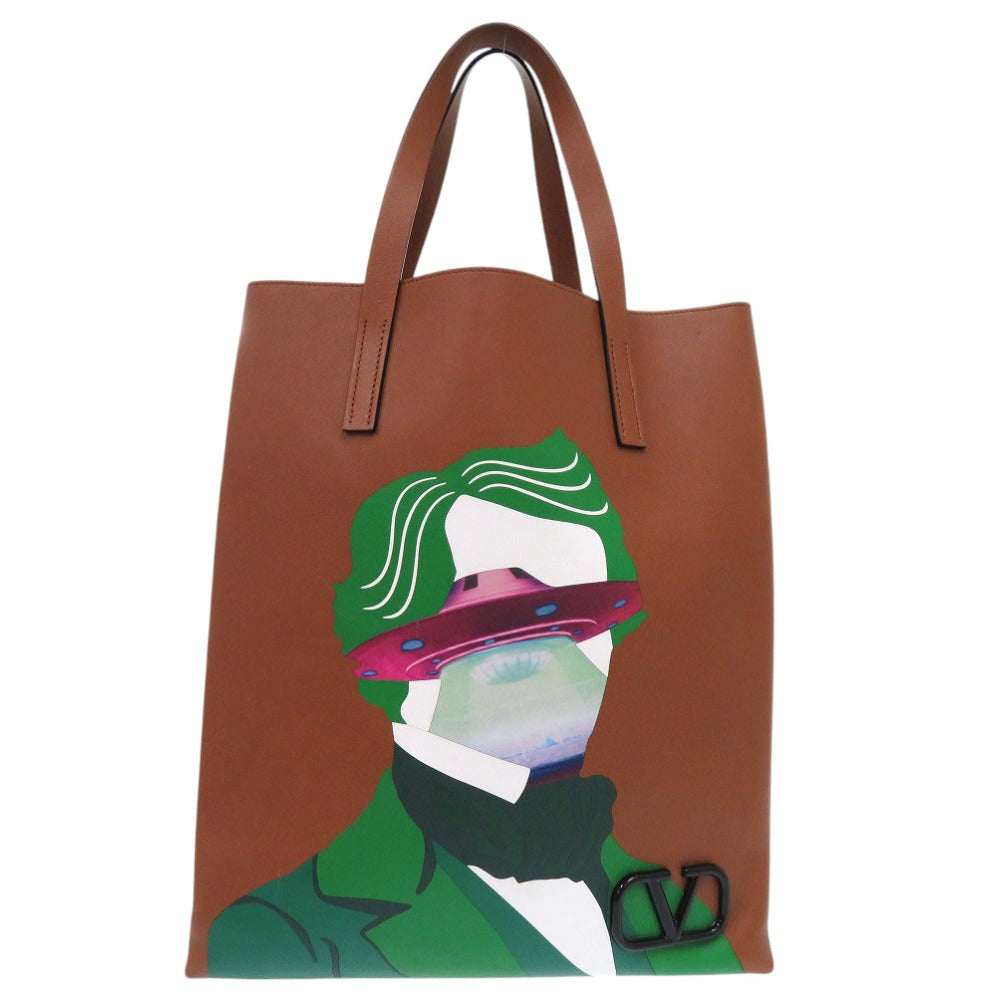 Valentino Garavani Tote Bag leather Brown Beethoven Graphic Tote