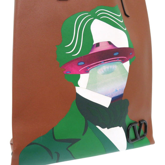 Valentino Garavani Tote Bag leather Brown Beethoven Graphic Tote