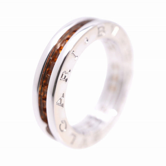 BVLGARI Ring K18 White Gold, Citrine Brown silver B-ZERO1 Citrine Women 51 Used Authentic