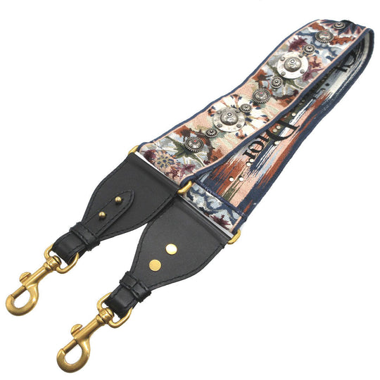 Christian Dior Shoulder strap Canvas, Leather black Embroidery Floral unisex(Unisex) Used Authentic