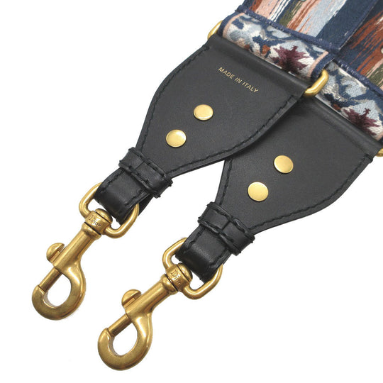 Christian Dior Shoulder strap Canvas, Leather black Embroidery Floral unisex(Unisex) Used Authentic