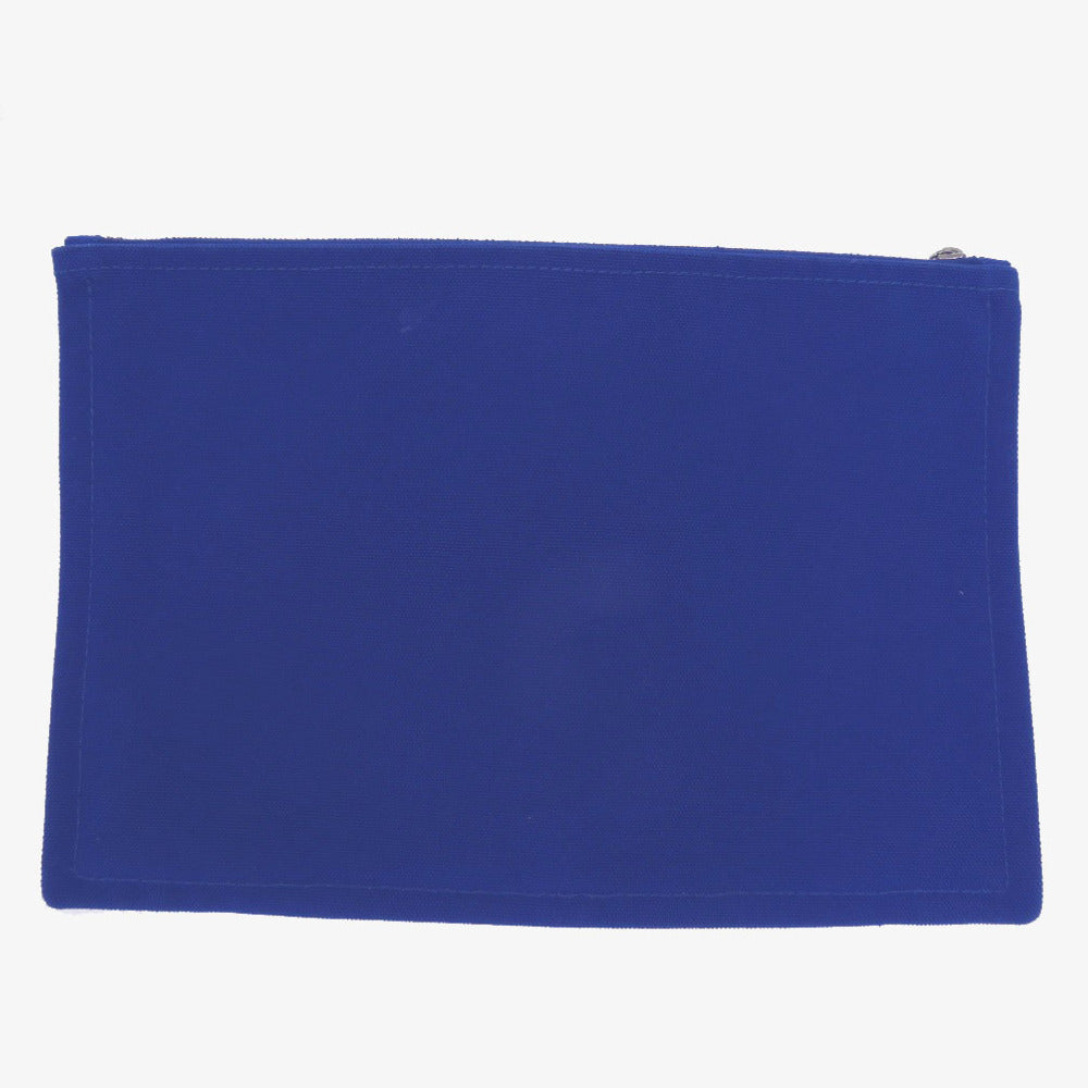 HERMES Pouch Cotton canvas blue Flat Pouch MM Women Used Authentic