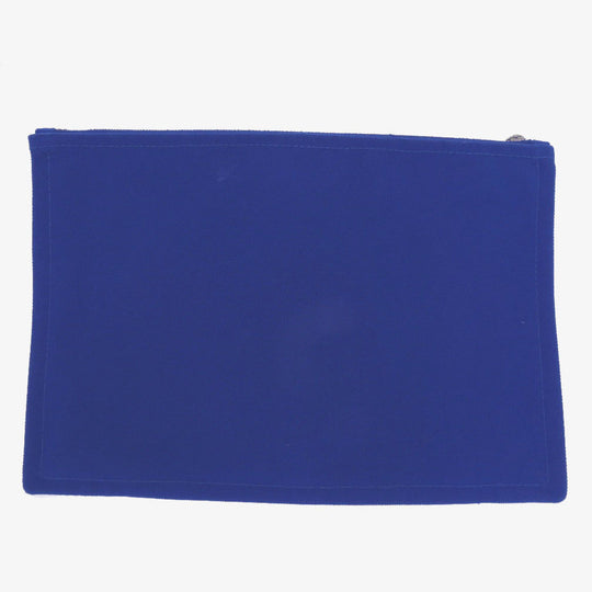 HERMES Pouch Cotton canvas blue Flat Pouch MM Women Used Authentic
