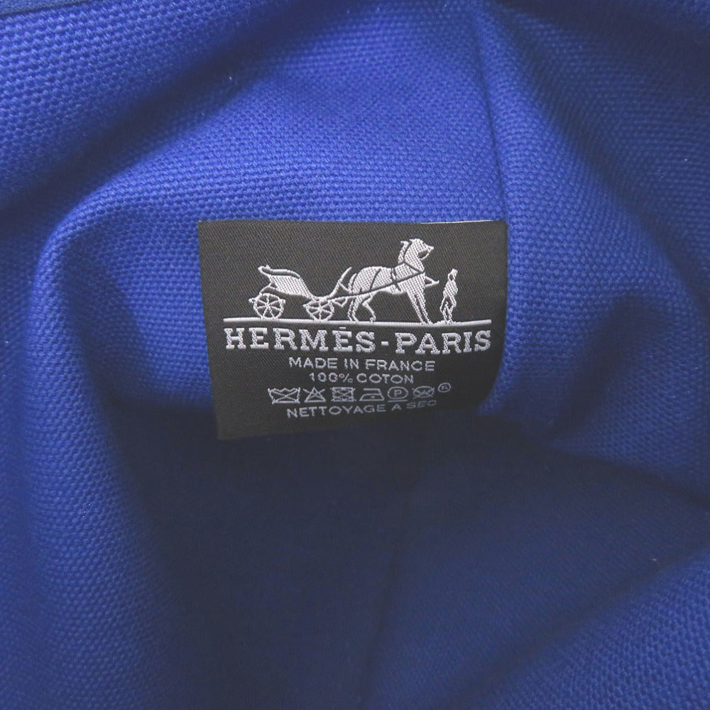 HERMES Pouch Cotton canvas blue Flat Pouch MM Women Used Authentic
