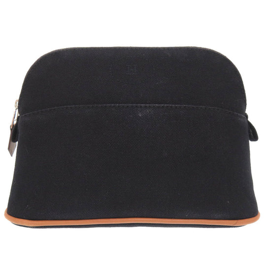 HERMES Pouch canvas black Bored pouch 20 Women Used Authentic