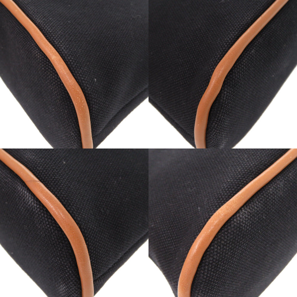 HERMES Pouch canvas black Bored pouch 20 Women Used Authentic