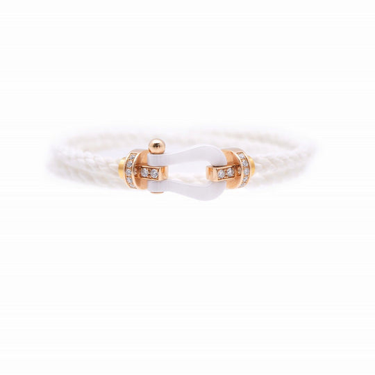 FRED bracelet K18 pink gold, diamond white force 10 half diamond mens #18 Used Authentic