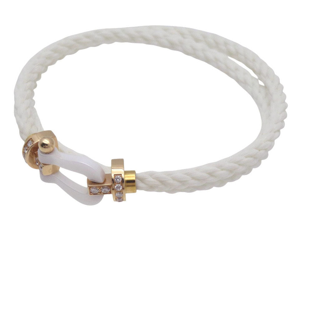 FRED bracelet K18 pink gold, diamond white force 10 half diamond mens #18 Used Authentic
