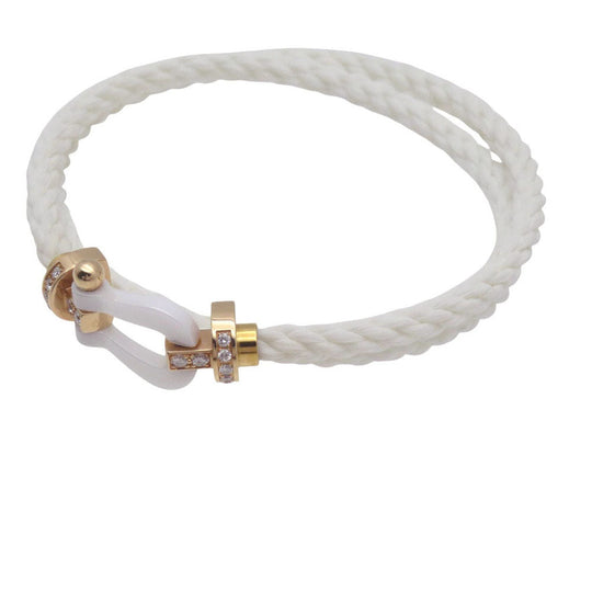FRED bracelet K18 pink gold, diamond white force 10 half diamond mens #18 Used Authentic