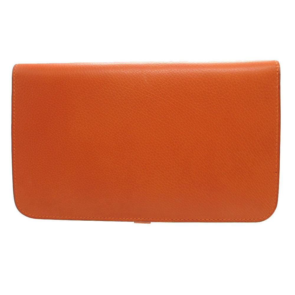 HERMES Long Wallet Purse Togo Orange Dogon GM unisex(Unisex) Used Authentic