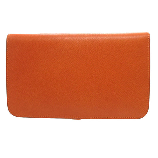 HERMES Long Wallet Purse Togo Orange Dogon GM unisex(Unisex) Used Authentic