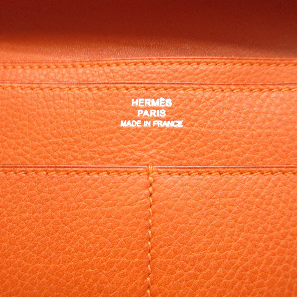 HERMES Long Wallet Purse Togo Orange Dogon GM unisex(Unisex) Used Authentic