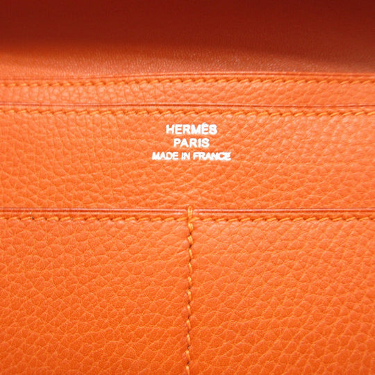 HERMES Long Wallet Purse Togo Orange Dogon GM unisex(Unisex) Used Authentic