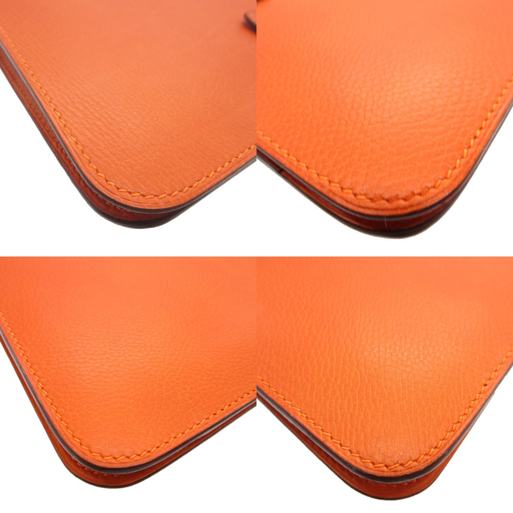 HERMES Long Wallet Purse Togo Orange Dogon GM unisex(Unisex) Used Authentic