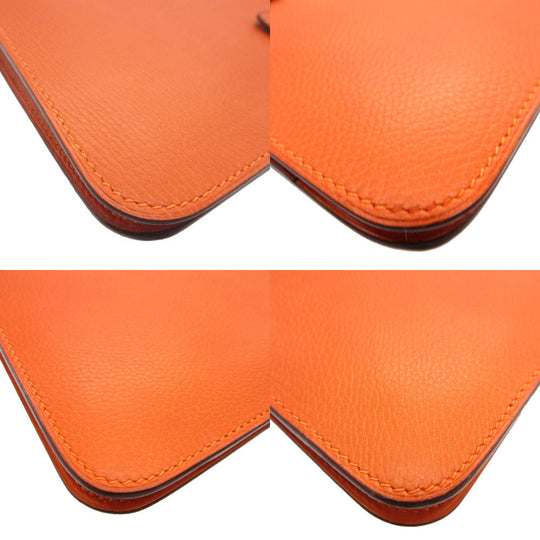 HERMES Long Wallet Purse Togo Orange Dogon GM unisex(Unisex) Used Authentic