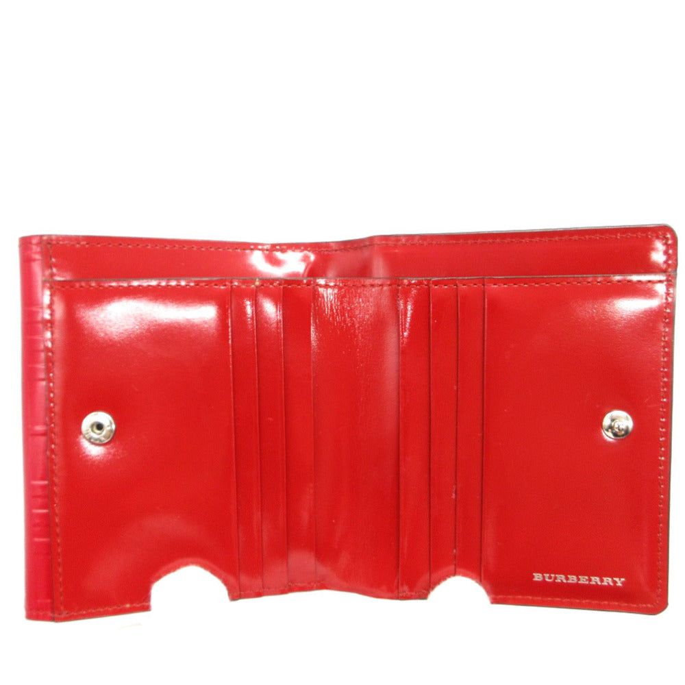BURBERRY Bifold Wallet Patent leather Red Women Used Authentic