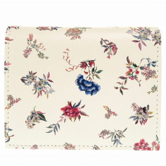 Christian Dior Bifold Wallet leather Ivory CARO flower print Women Used Authentic