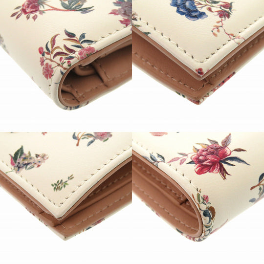 Christian Dior Bifold Wallet leather Ivory CARO flower print Women Used Authentic