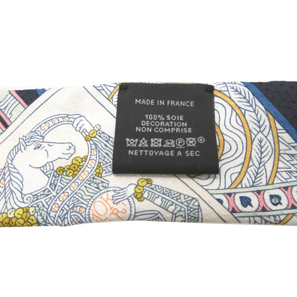 HERMES scarf silk Navy DAME DE COEUR BIJOU STONE QUEEN OF HEARTS PLAYING CARDS Twilly Women Used Authentic