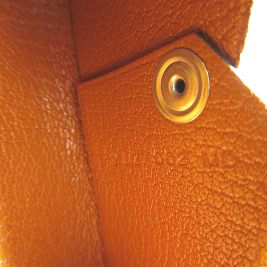 HERMES Card Case Shave Brown Calvi Women Used Authentic