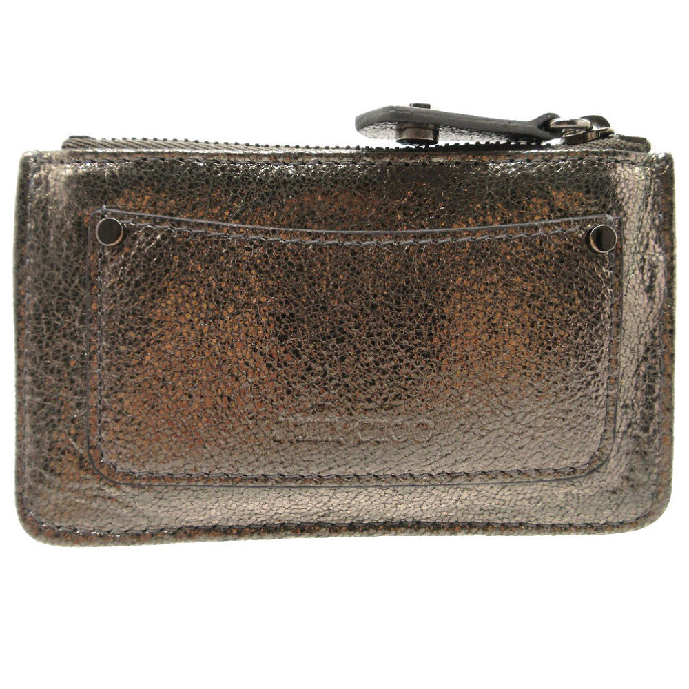 JIMMY CHOO Coin case leather Silver Star studs Women Used Authentic