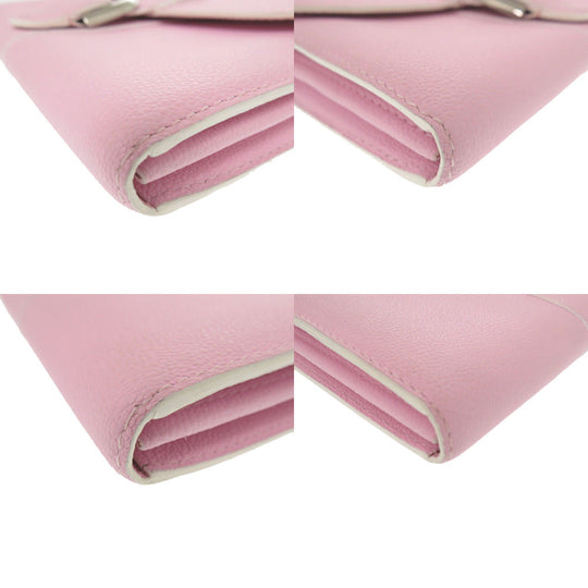 DELVAUX Long Wallet Purse leather pink Brillon Chain Wallet Women Used Authentic