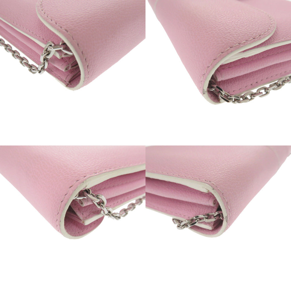 DELVAUX Long Wallet Purse leather pink Brillon Chain Wallet Women Used Authentic