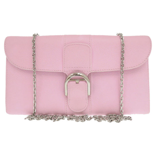 DELVAUX Long Wallet Purse leather pink Brillon Chain Wallet Women Used Authentic