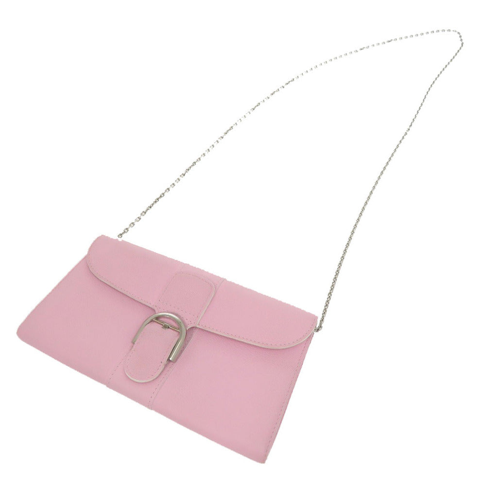DELVAUX Long Wallet Purse leather pink Brillon Chain Wallet Women Used Authentic