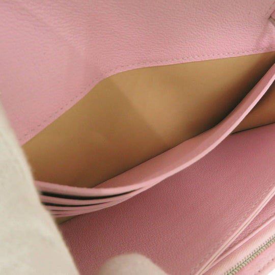 DELVAUX Long Wallet Purse leather pink Brillon Chain Wallet Women Used Authentic