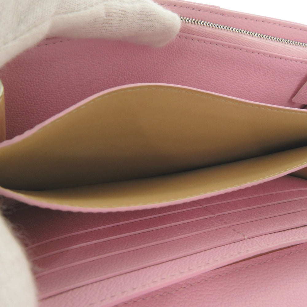 DELVAUX Long Wallet Purse leather pink Brillon Chain Wallet Women Used Authentic