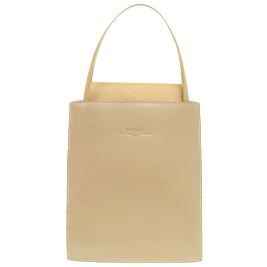 HERMES Tote Bag Box calf, chevre beige Lucy MM Women Used Authentic