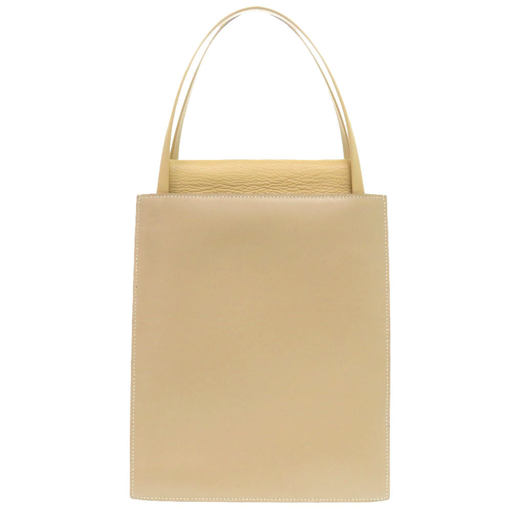 HERMES Tote Bag Box calf, chevre beige Lucy MM Women Used Authentic