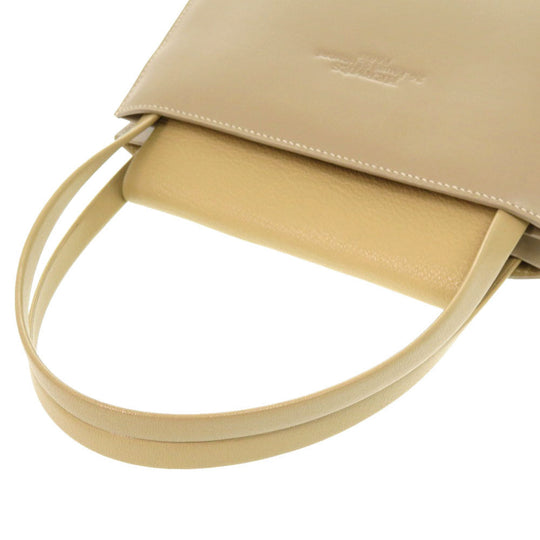 HERMES Tote Bag Box calf, chevre beige Lucy MM Women Used Authentic