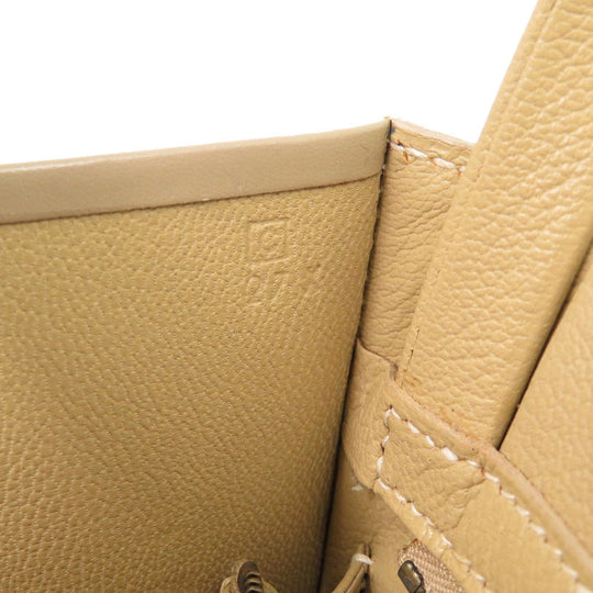 HERMES Tote Bag Box calf, chevre beige Lucy MM Women Used Authentic