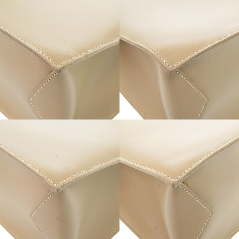 HERMES Tote Bag Box calf, chevre beige Lucy MM Women Used Authentic