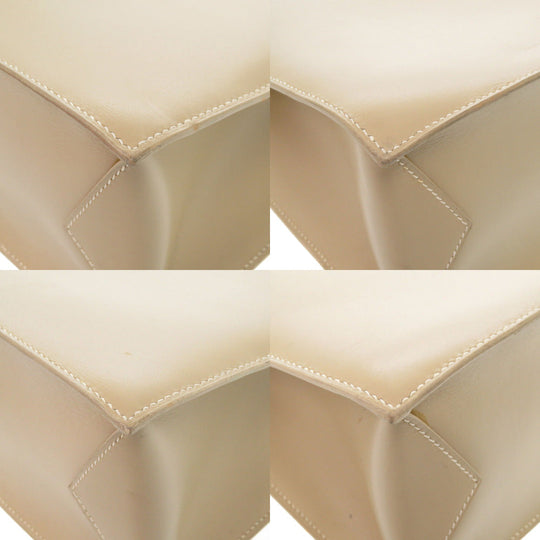 HERMES Tote Bag Box calf, chevre beige Lucy MM Women Used Authentic