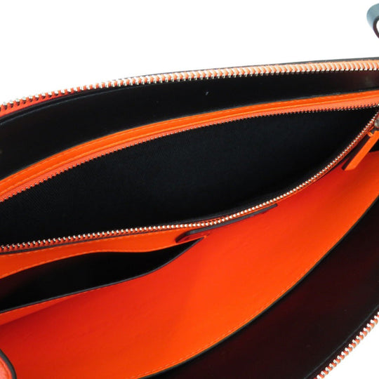 Valentino Garavani business bag leather Orange Rockstud Neon Orange Leather VLTN Document Case unisex(Unisex) Used Authentic