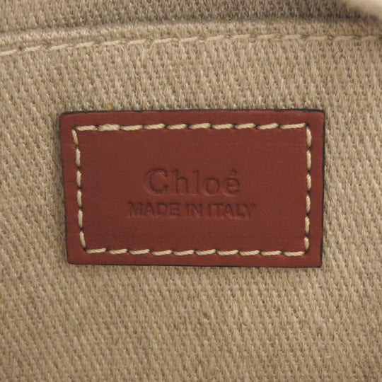 Chloe Handbag leather white WOODY Medium Tote Bag Women Used Authentic